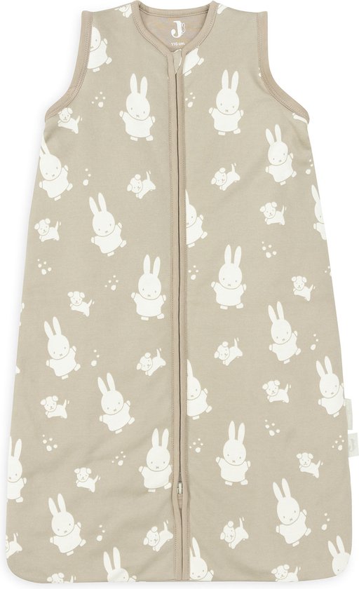 Olijfgroene slaapzak zonder mouwen met Miffy en Snuffy print.