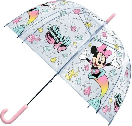 Disney Minnie Mouse paraplu - voor kinderen - licht roze/blauw - D61 cm