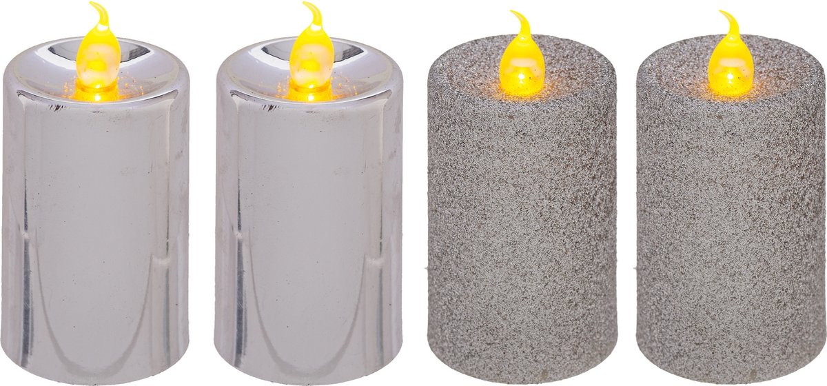 Feeric lights & Christmas Feeric lights and christmas LED stompkaarsen - 4x - zilver- 7,5 cm