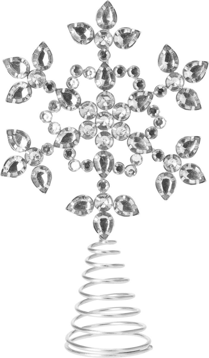 Christmas Decoration piek - ster vorm - zilver met steentjes - 23 cm