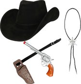 Sheriff verkleedset - 4-delig - incl hoed/holster/revolver/ketting - volwassenen