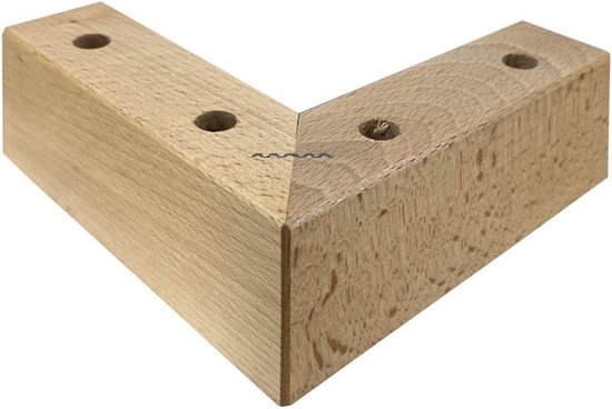 Blanke houten hoekpoot 6 cm