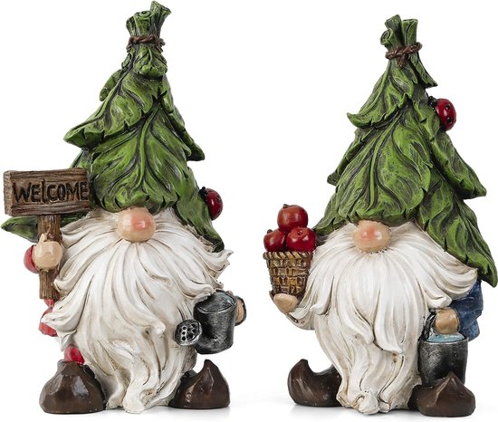 Nains de jardin amusants, décoration de jardin extérieur, lot de 2, 18 cm, nain de jardin, nain, décoration de jardin, figurines en résine, résistant aux intempéries, figurines de jardin extérieur GNOME,