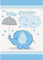 Uitnodigingen Baby shower blauwe olifant