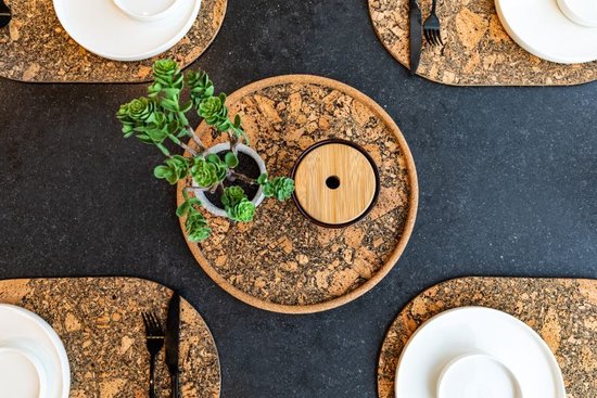 ZICZAC - Set de table - QUERCO - 100% liège - Antitache, hydrofuge - Ovale - 45x30 cm - Terre - SET/2