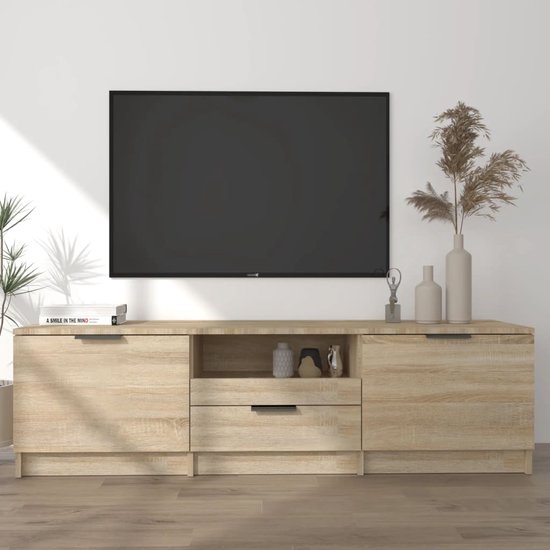 The Living Store Tv-meubel 140x35x40 - Sonoma eiken - Praktisch materiaal
