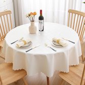 tafelkleed, afwasbaar, lotuseffect, hoogwaardig (350 g/m²), rond, 140 cm, tafelkleed, ornamenten, waterafstotend, tafellinnen, vlekbescherming, onderhoudsvriendelijk, wit