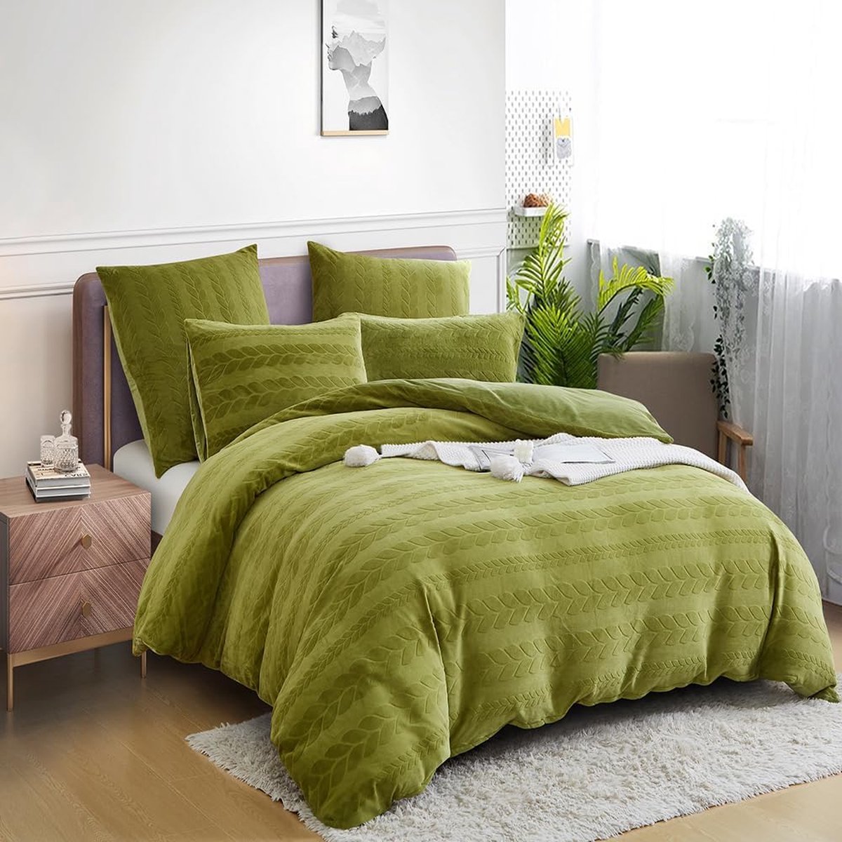 Lanqinglv Pluche beddengoed, 135 x 200 cm, groen, donkergroen, wollig, langhaar, kunstbont, winterbeddengoed, warm, behaaglijk, flanel, fleece, voelt aan als kasjmier, dekbedovertrek met ritssluiting Lanqinglv Pluche beddengoed, 135 x 200 cm, groen, donkergroen, wollig, langhaar, kunstbont, winterbeddengoed, warm, behaaglijk, flanel, fleece, voelt aan als kasjmier, dekbedovertrek met ritssluiting