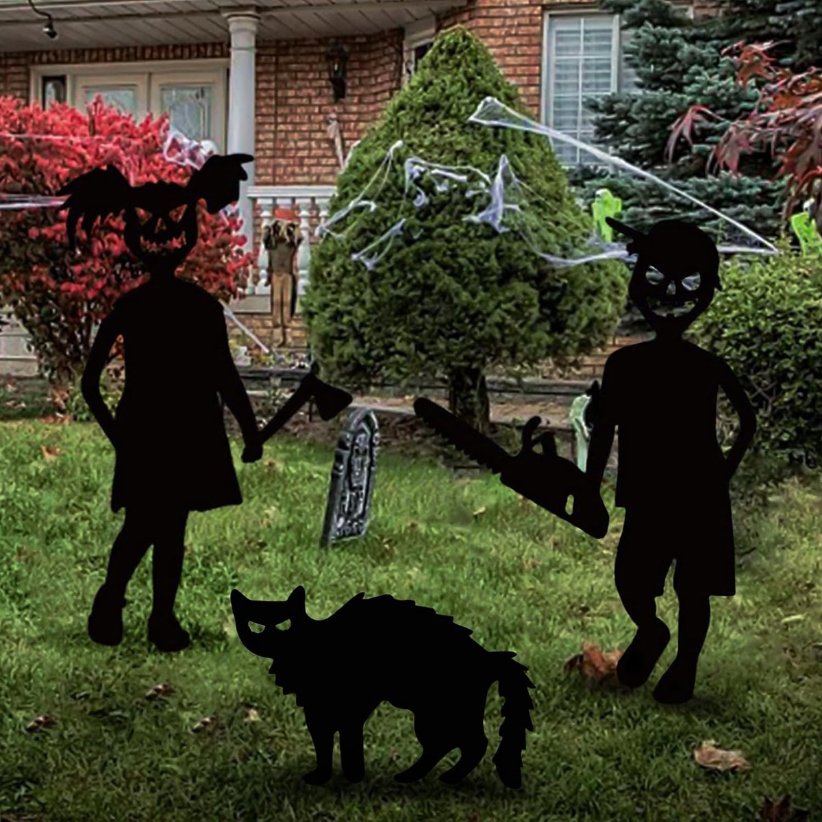 Déco d'Halloween Chien Fantôme et Chat Lumineux