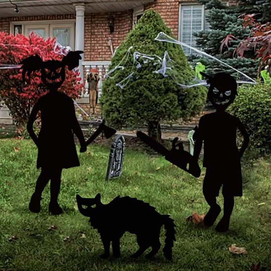 Halloween silhouet, 3 stuks tuinstekers tuinbordjes, griezelig zwart  silhouet,... | bol
