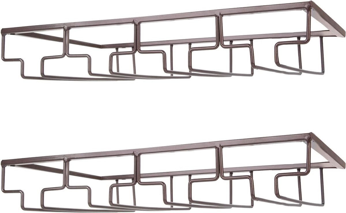 Porte-Verres Suspendu Sans Perçage - 2 Pièces 4 Rangs Support de