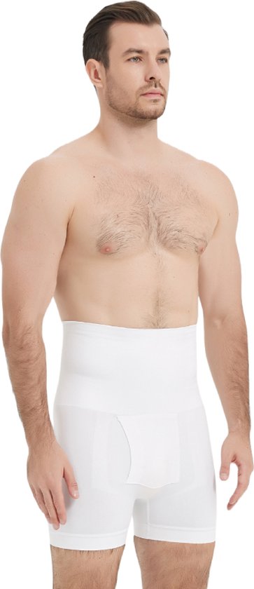 Linorie Corrective Boxer Shorts Hommes Taille Haute Cummerbund Waist Shaper - Wit - 3XL