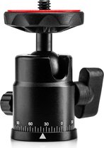 MOJOGEAR P05 draaibare statiefkop met balhoofd - 360 graden draaibaar - Horizontaal en verticaal filmen - 1/4 inch schroef - Zwart/Rood