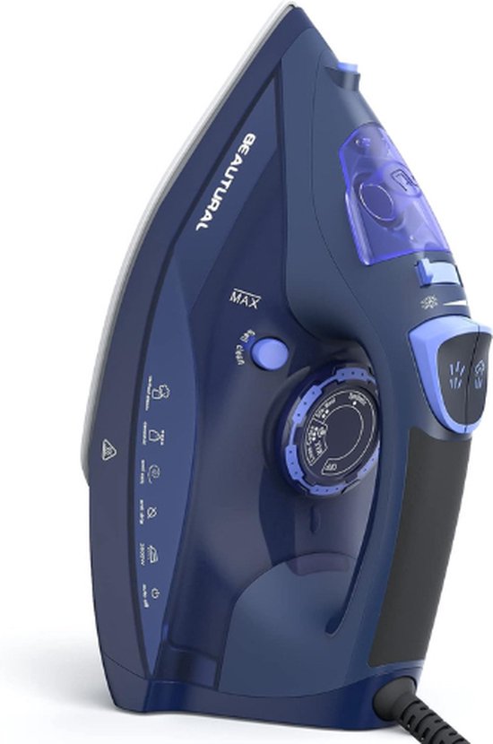 Stoomstrijkijzer - 2600 Watt 350 ml Waterreservoir - Keramische zoolplaat - Blauw