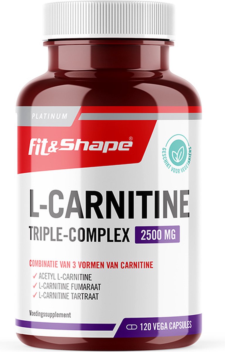 Fit & Shape Carnitine 2500 (Triple Complex) – 3 Vormen L-Carnitine – Vega Capsules – 120 Capsules