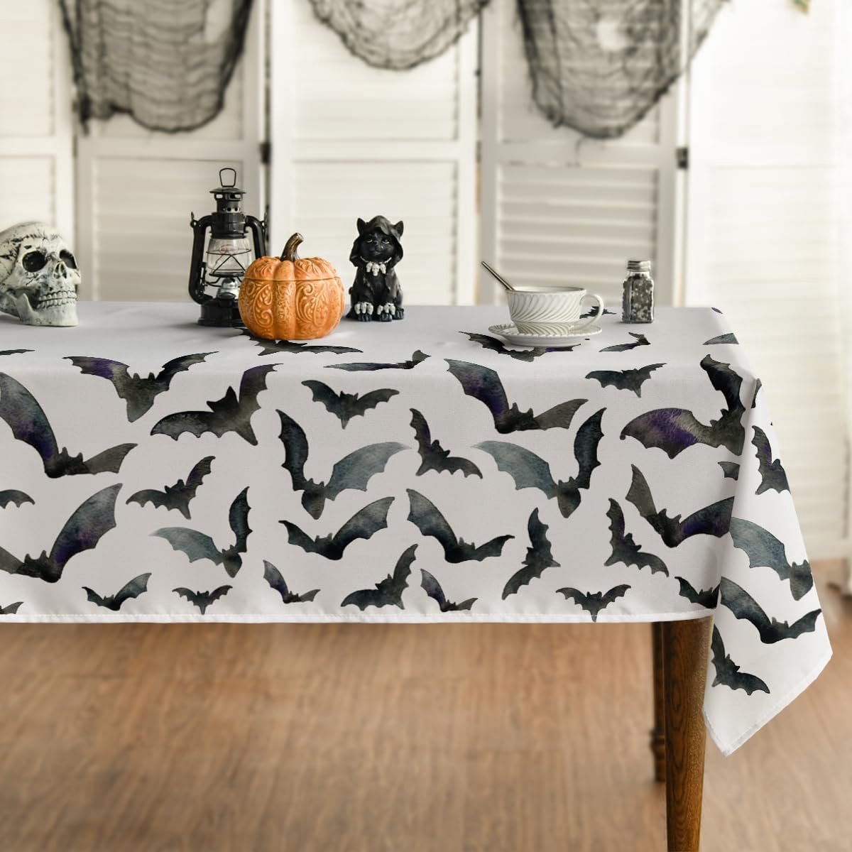 Nappe Noire d'Halloween, Nappe Effrayante pour Halloween, Nappe d