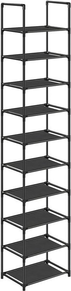 Schoenenrek - Opbergen van schoenen - 10 niveaus - Open schoenenkast - Metalen frame - Zwart
