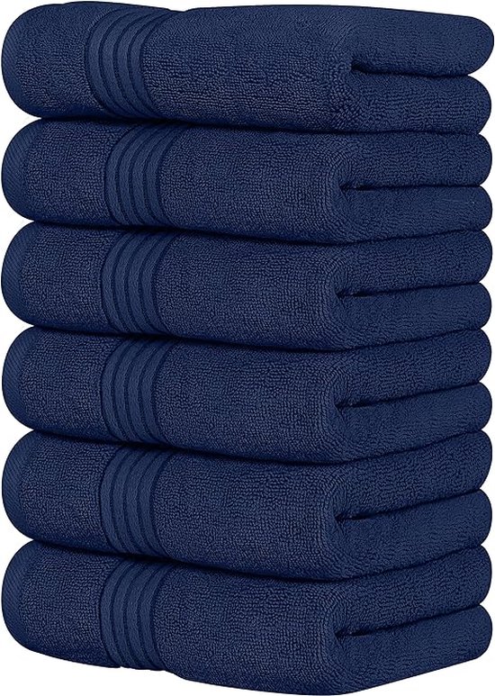 Towels - 6 Pak Premium Handdoeken Set, (41 x 71 CM) 100% Ringgesponnen Katoen, Lichtgewicht en Zeer Absorberend Handdoeken voor Badkamer, Reizen, Kamp, Hotel en Spa (Marine Blauw)