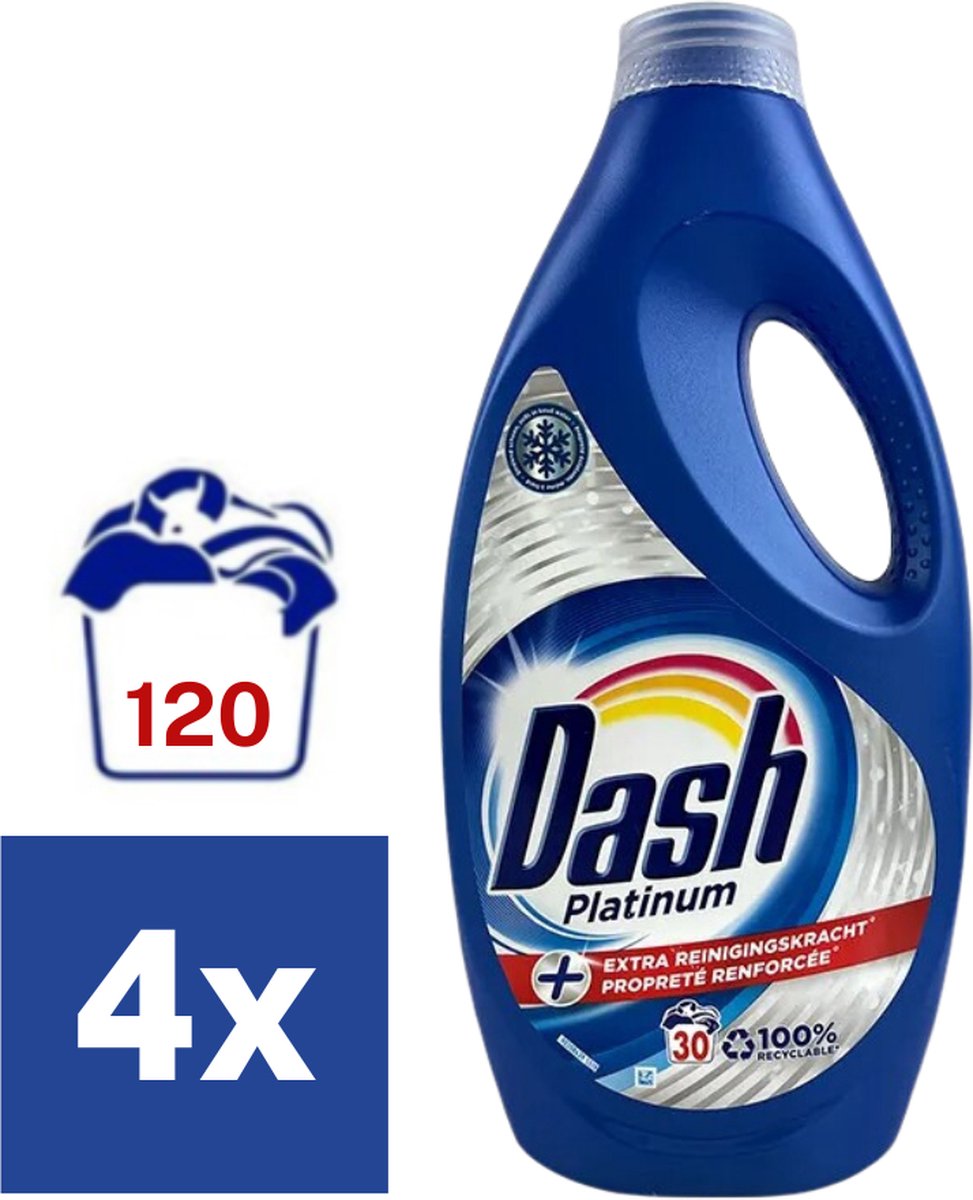 Dash Platinum Vloeibaar Wasmiddel - Extra Reinigingskracht - Voordeelverpakking 4 x 30 Wasbeurten
