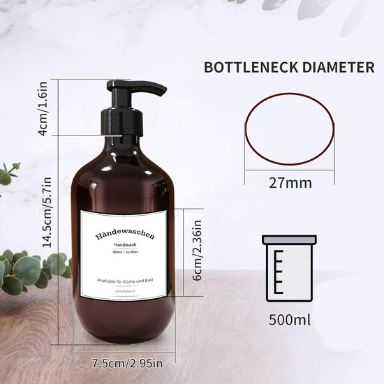 UeoXtny 3 stuks 500 ml lege shampoofles, zeepdispenser, flessen voor UeoXtny 3 stuks 500 ml lege shampoofles, zeepdispenser, flessen voor