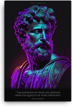 The happiness of your life - Marcus Aurelius - Canvas | 60 x 90 cm | Stoic | Motivatie | Quote | Stoicism | Filosofie | Discipline | Masculinity | Woonkamer | Kantoor | Wanddecoratie