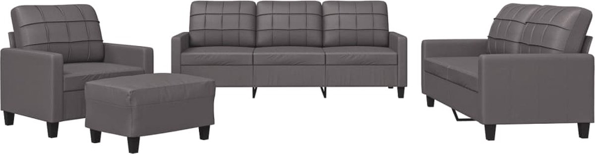 vidaXL - 4-delige - Loungeset - met - kussens - kunstleer - bruin
