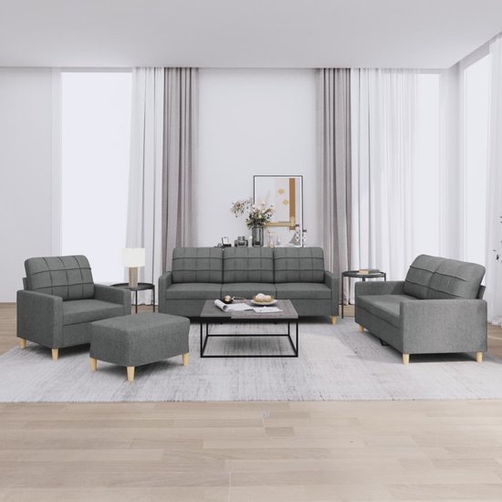 vidaXL-4-delige-Loungeset-met-kussens-stof-donkergrijs
