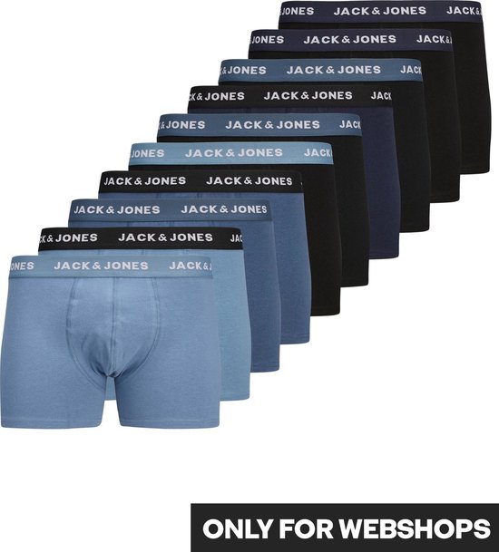 Jack & Jones Boxershorts Heren Trunks JACSOLID Blauw 10-Pack - Maat L