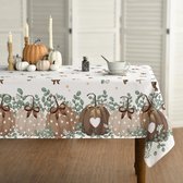 Tafellinnen voor herfst 130 x 220 cm, oogstfeest, herfstoogst, bruine pompoen, grijs geruit tafelkleed voor feest, picknick, diner, decoratie