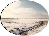 Dibond Ovaal - Landschap - Sneeuw - Bomen - 28x21 cm Foto op Ovaal (Met Ophangsysteem)