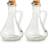 olie- en azijn fles - set 2x - glas - 270 ml - met kurk