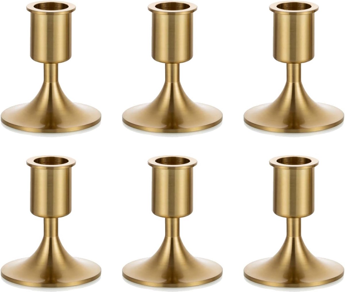 Kandelaar kaarsenhouder gouden staafkaarsen - set van 6 kaarsen standaard  decoratie... | bol.com
