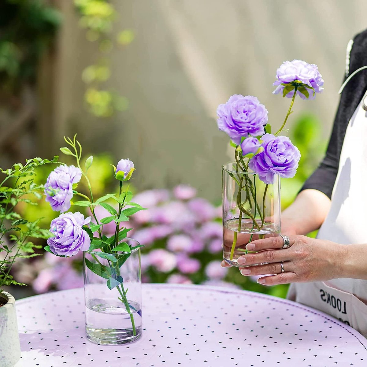 QEEYON Doorzichtige glazen cilindervaas 40 cm x 15 cm, extra grote verdikte kristallen vaas voor bloemen bloemstuk voor tafelstukken woonkamer, keuken, kantoor, bruiloft