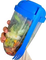 Tasse à salade Team Bicep – Tasse de voyage avec fourchette – Récipient à salade saine – Boîte à déjeuner pour les Bébé en route – Petit-déjeuner à Go – Blauw