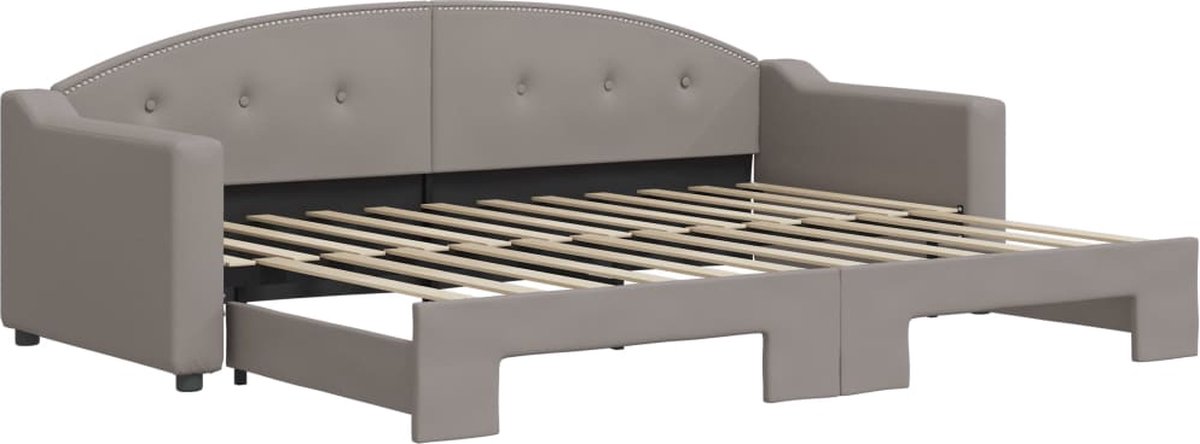 vidaXL Slaapbank - met - onderschuifbed - 80x200 - cm - stof - taupe