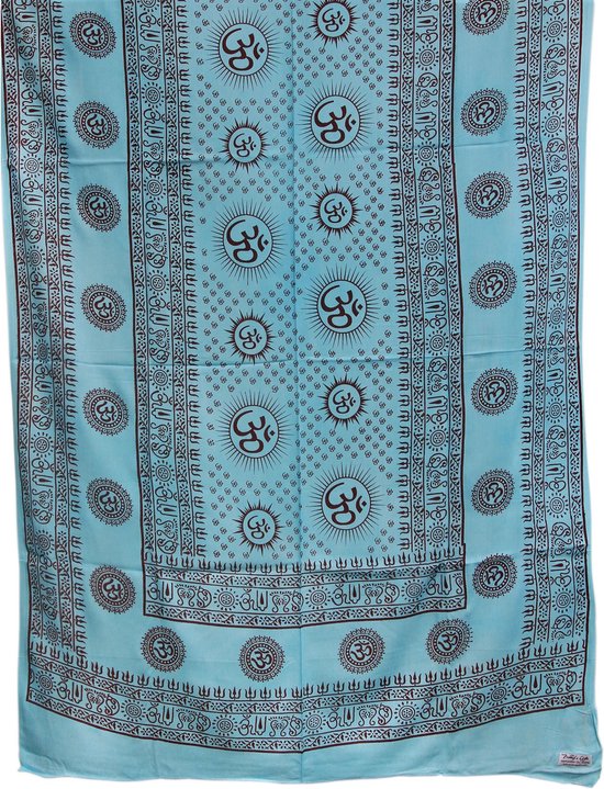 Meditatie omslagdoek met mantra Om, XL, 220 x 106 cm, turquoise van Yogi & Yogini — afbeelding 2