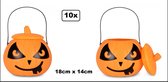 10x Emmer pompoen met deksel en hengsel 18cm x 14cm - Halloween horror snoep griezel thema feest creepy