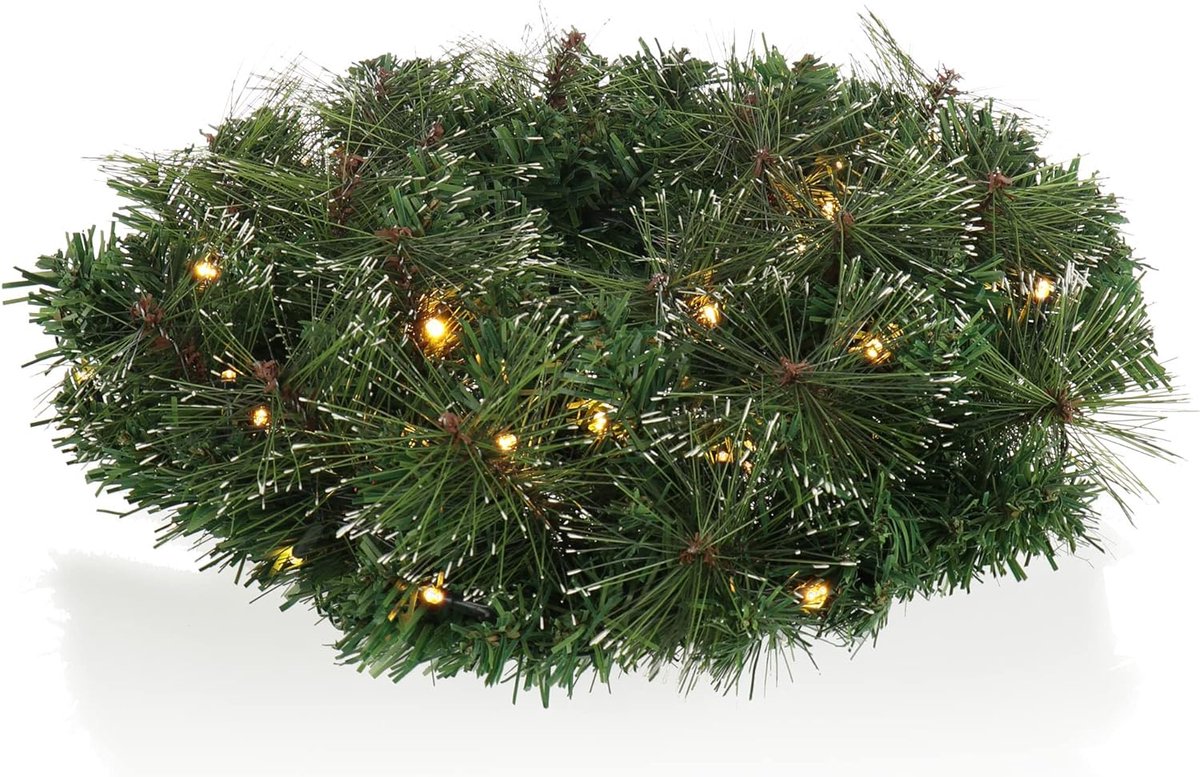COM-FOUR® LED deurkrans Kerst - Adventskrans met LED verlichting - leuke kerstversiering - 40 warm witte LED's met timer