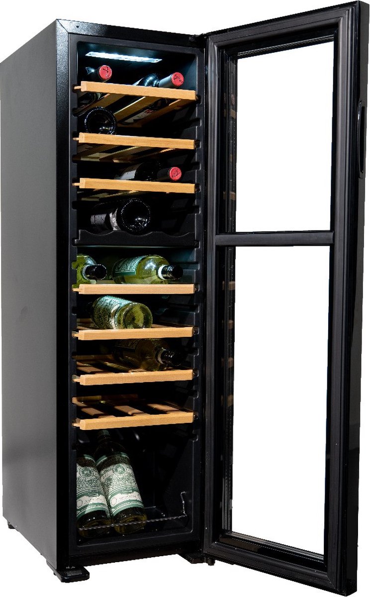 Vinata Premium Wijnkoelkast Bianco Vrijstaand - Zwart - 27 flessen - 111 x 34.5 x 48 cm - Glazen deur – foto 4
