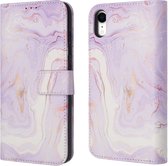 iMoshion Hoesje Geschikt voor iPhone Xr Hoesje Met Pasjeshouder - iMoshion Design Bookcase smartphone - Paars / Purple Marble