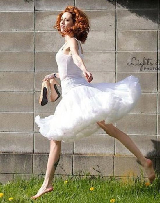 Supervintage supermooie volle zachte petticoat rok wit - XS / S - valt op de knie - elastische verstelbare taille - carnaval - feest