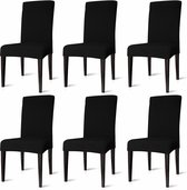 Stoelhoes set van 6 hoes voor stoelen stretch - Stoelhoezen - Eetkamerstoel Hoes -Zwart - Bescherm stijlvol je stoelen