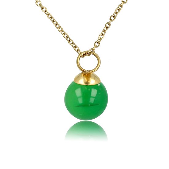 My Bendel - Goudkleurige ketting met Green Agateballetje - Goudkleurige ketting met Green Agate balletje - Met luxe cadeauverpakking