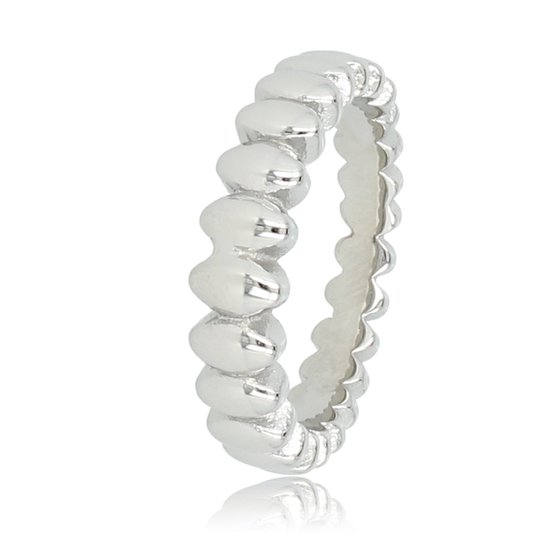 My Bendel - Zilverkleurige ring met ovaaltjes - Zilverkleurige ring met ovaaltjes - Met luxe cadeauverpakking
