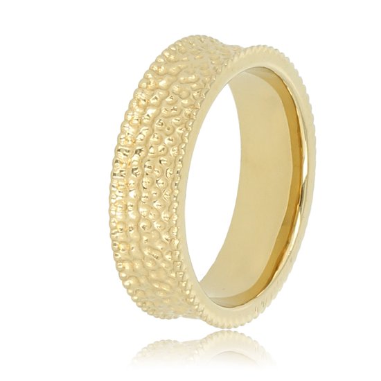 My Bendel - Brede gouden ring met structuur - Brede gouden ring met structuur - Met luxe cadeauverpakking