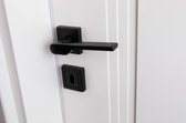 Zwart mat metal deurkruk set - deurklink met vierkante rozet en sleutel gat - modern deurbeslag set
