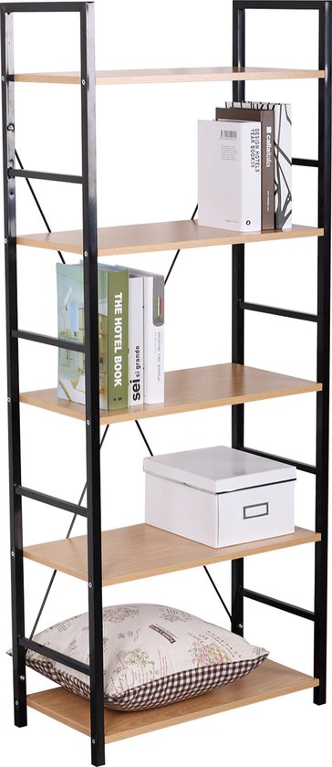 BukkitBow - Metalen Industriële Boekenkast - Ladder vorm met 5 Planken (28X60X148CM)