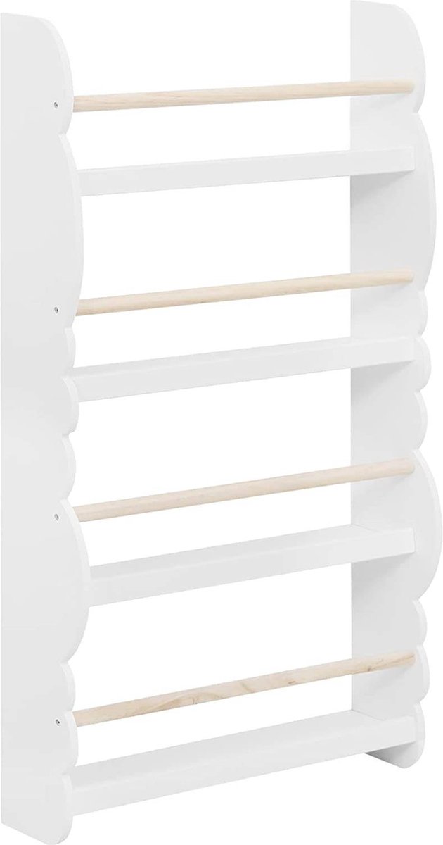 BukkitBow - Boekenkast voor Kinderen - Speelgoedkast / Boekenrek Kind – Houten Kast met Boekenplanken - Geschikt voor Kinderkamer - (60X14,5X98CM) - Wit