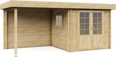 Interflex tuinhuis met overkapping - blokhut - geïmpregneerd hout - 500 x 250 cm - 2526Z