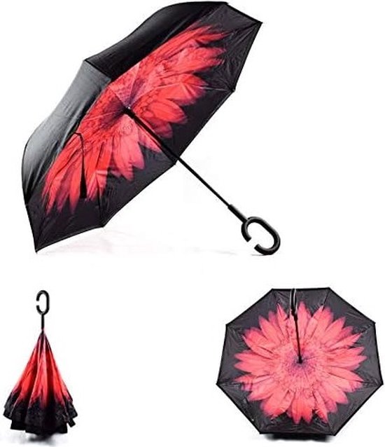 Parapluie inversé coupe-vent, poignée en C, double couche, protection UV. |  bol